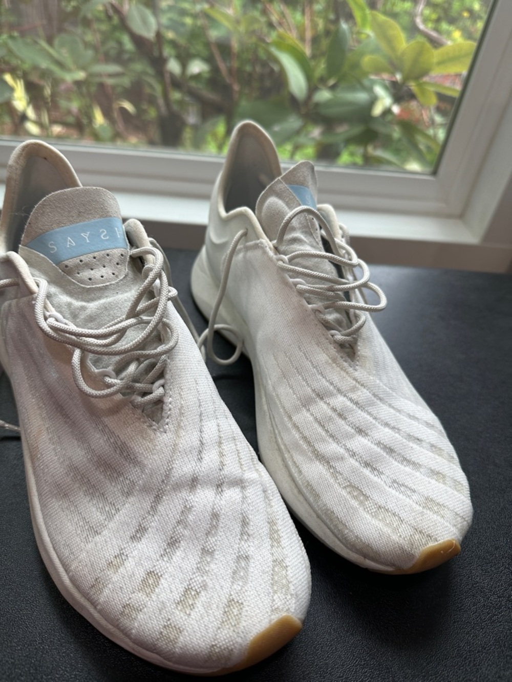 Lightweight Women's Athletic Sneakers in White with Tan Accents